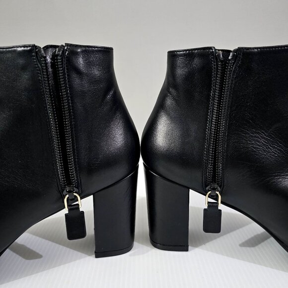 Stuart Weitzman Linsi Zip Ankle Bootie Women Shoe Black Leather Boot Size 8 - Picture 4 of 14